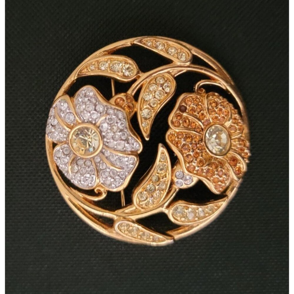Thomas Palmer SWAROVSKI Brooch Pin Gold Tone HARMONY GARDEN OF TRANQUILITY 2001 - Picture 1 of 5